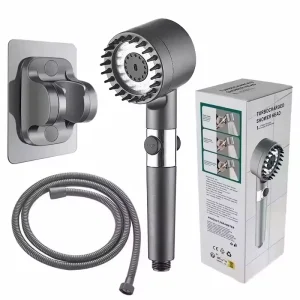 Three-Function Handheld Shower Head PP Cotton Filter ON OFF Button Hose+Bracket+Color Box Set for Bathroom Faucet Accessories