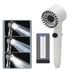Three Functions Hand Shower Head PP Cotton Filter High Pressure Massage Shower Head