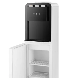 Three-Push Standing Water Dispenser with Compressor Cooling and Heating, Child Safety Lock, and Storage Fridge Cabinet