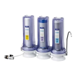 Three Stages Manual Household Counter Top Water Filter with Metal Connector