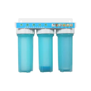 Three stage 10×4.5 inch Whole house Self Cleaning Wall mounted Plastic Water Filter Housing with 500L/H Flow Rate
