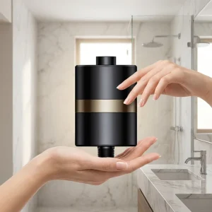 Titanium Aluminum Alloy Shower Filter Carbon Fiber Skin Friendly Shower Filter Purifier Removes Chlorine Heavy Metals Lead