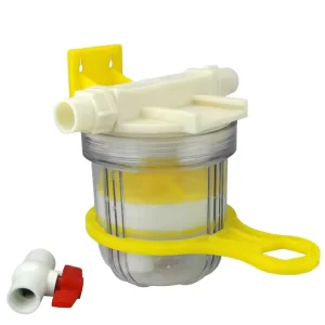 Transparent Water Filter with Yellow Bracket and Ball Valve 100% Virgin Material Agriculture Irrigation Prefilter Whole House