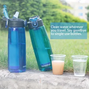Tritan Water Filter Bottle with Advanced Filtration Straw for Outdoor Sports Camping and Backpacking