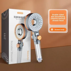 Turbocharged Stainless Steel ABS Plastic Bathroom Shower Head Adjustable Massage Filtered Pressure Modern Apartment Toilet