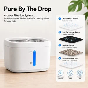 Tuya Smart Cat Water Fountain Indoor Automatic Drinking Water Dispenser Stainless Steel and Eco Friendly House Water Fountain