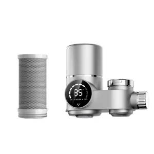 UV Faucet Water Purifier with Plastic Activated Carbon Filter, Digital Display, and Anti-Scale Function for Kitchen, Bathroom, or Outdoor Use