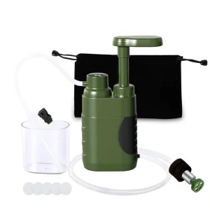 Ultra-Light Portable 4-Stage Water Filter Pump, 9.6 in, 200 ml/min Flow for Camping and Hiking