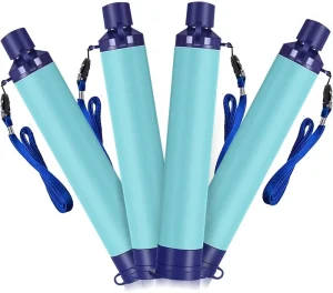 Ultralight Personal Water Filter Straws, 0.1 Micron, 4-Pack