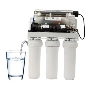 Under Counter 7 Stage 100GPD Reverse Osmosis Water Filter System with Alkaline Mineral Cartridge and UV Light