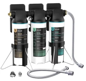 Under Sink Activated Carbon Water Filter System Three in one 4 Stage Filtration Three minute Quick Setup