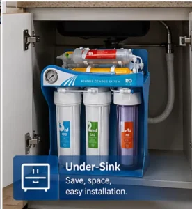 Under Sink Plastic 100 GPD Self Cleaning 5 Stage Eco Friendly RO Water Filtration System RV Outdoor Hotel Household Use