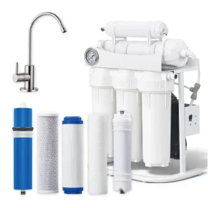 Under Sink RO Water Filter Reverse Osmosis System with 6 Stage Filtration Tankless Design Electric Powered for Hotel RV Use
