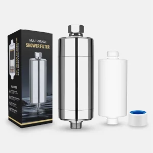 Universal 15-25 Stage Chlorine Removal Plastic Inline Water Filter for Shower Head with Replaceable Cartridge