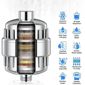 Universal Chrome Multi-Stage Shower Head Filter Cartridge