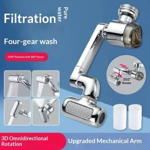 Universal Rotating Faucet Extender 4 Mode Splash Filter Tap Aerator Mechanical Arm Water Saving Sink Nozzle Water Filter