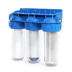 Wall Mounted Pre Water Filter Systems 1 Inch Brass Port Clear Filter Housing With PP UDF CTO Filter Cartridges