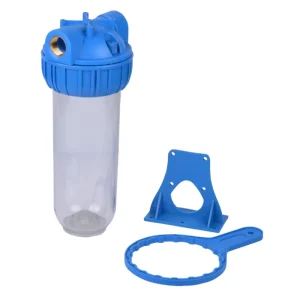 Water Filter Housing Blue Single Plastic 10″ Manual 1 Stage Household Pre Filtration 100 GPD Easy Installation for Water