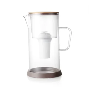 Water Filter Pitcher Portable Home Kitchen Plastic and Glass Bamboo Activated Carbon Manual Cold Water Filter