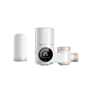 Water Filter for Sink Faucet Mount Smart Digital Display Activated Carbon White Silver Household Water Filtration System for