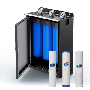 Water Filters 3 Stages 20″ BB Whole House Water Filter System with PP+UDF+CTO Filter Cartridges and 1″ Inlet Port