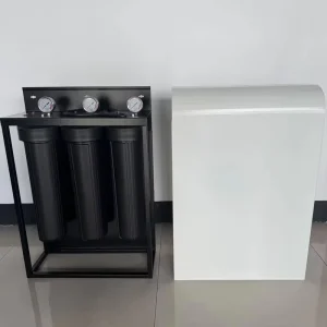 Weatherproof Enclosed Stainless Steel 3 Stage Whole House Water Filter System with Triple Pressure Gauges Powder Coated Housing