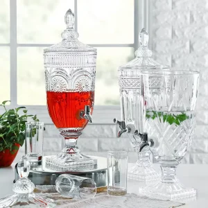 Wedding Party Catering 1.8L 3L 5L Clear Cold Wine and Beverage Dispenser Glass Juice Jug