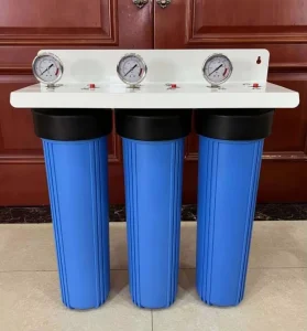 Whole-House 3-Stage Water Pre-Filter System, 20 x 4.5 Inch, Brass Inlet and Outlet
