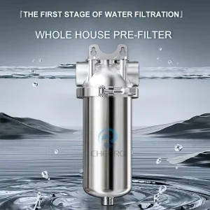 Whole House 6-Inch 304 Stainless Steel Water Prefilter with 40-Micron Mesh Cartridge Housing