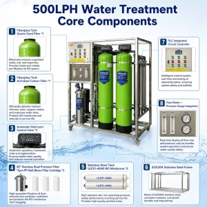 Whole House Industrial RO Water Filtration System with Softening Reverse Osmosis 500L H 220V