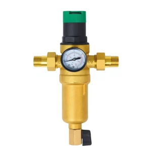 Whole House Prefilter with Pressure-Reducing Valve and Built-In Thermometer for Household Water Systems