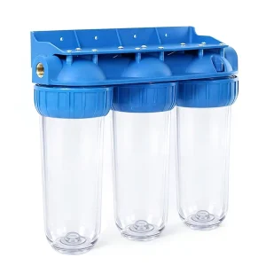 Whole House Water Filter System with 3/4 Inch BSPT Brass Inlet and Outlet, Transparent 10 X 2.5 Inch Housing