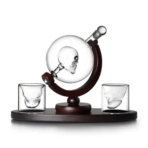 Wine Skull Decanter Set with 4 Skull Glasses and Drink Dispenser